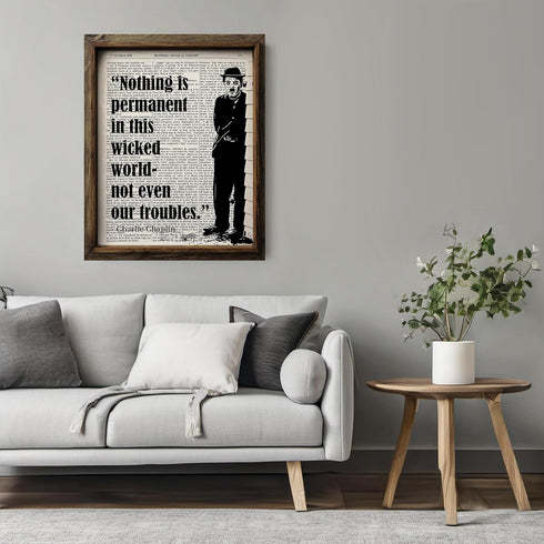 Posterizer 1 pcs-Nothing is Permanent-Charlie Chaplin-Famous Figures Art Collection-Motivational & Inspirational Art-Gift for movie lovers- UNFRAM...